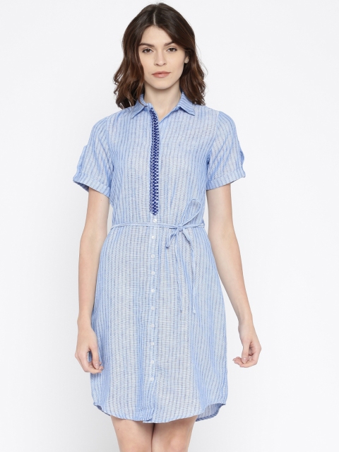 

109F Blue Striped Shirt Dress
