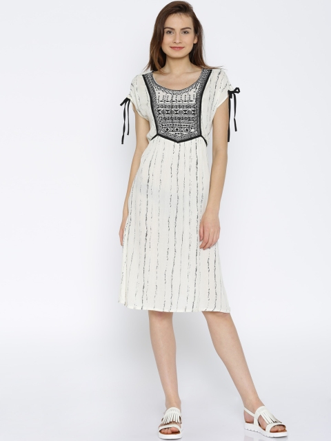 

109F Women Off-White Printed A-Line Dress