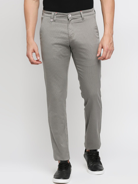 

Solemio Men Grey Comfort Easy Wash Chinos Trousers