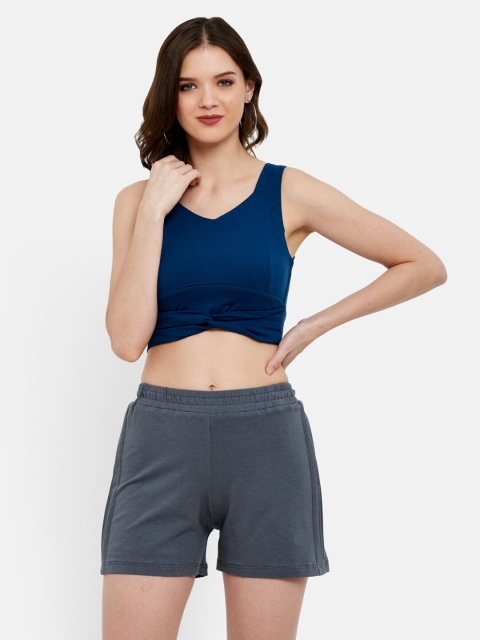 

UNMADE Blue Crop Front Tie-Knot Top