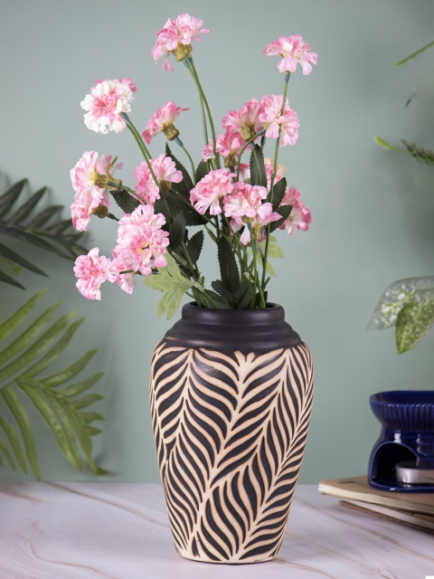 

MARKET99 Black & Grey Printed Ceramic Cylendrical Vase, Multi