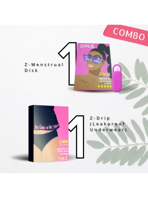 

LEMME BE Set of Z Drip XL Leakproof Underwear & Z Disc Menstrual Disc, Pink