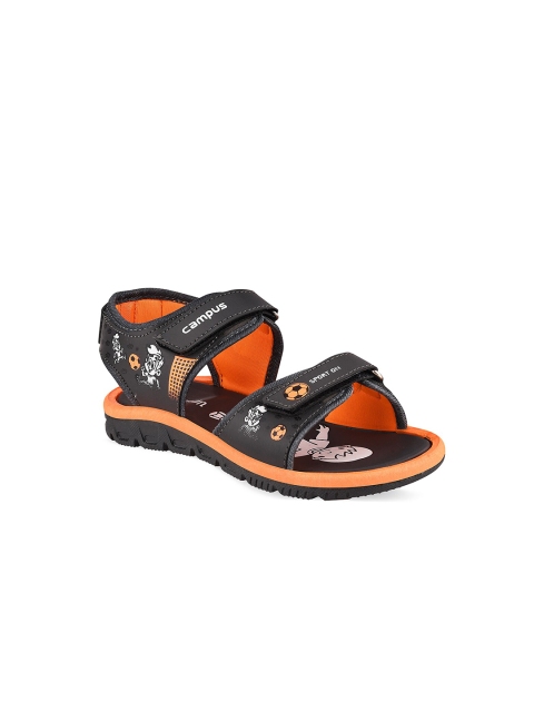 

Campus Kids Grey & Orange Printed Sports Sandals