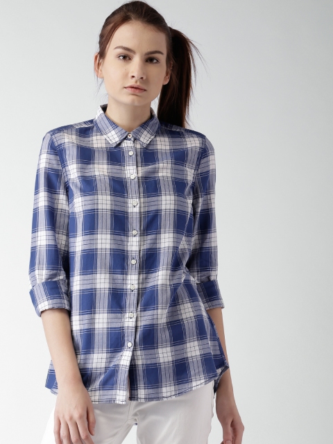 

Tommy Hilfiger Women Blue & White Checked Casual Shirt