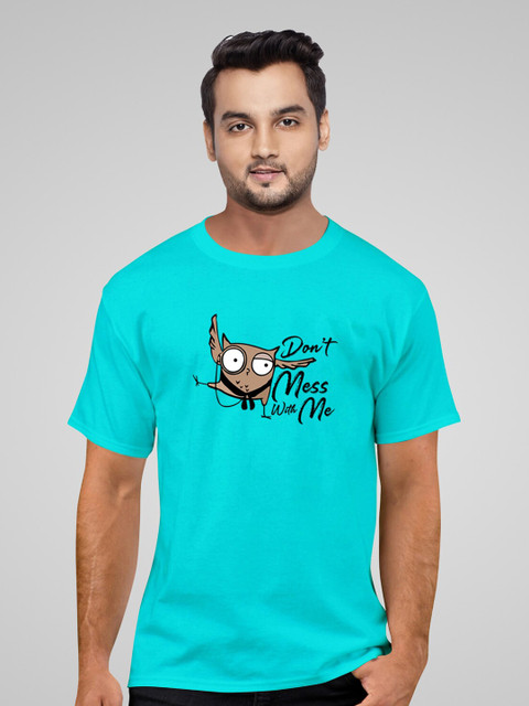 

Pootlu Men Blue Typography Printed T-shirt