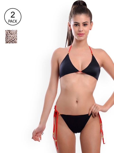 

Fleurt Pack of 2 Self Design Lingerie Sets, Grey