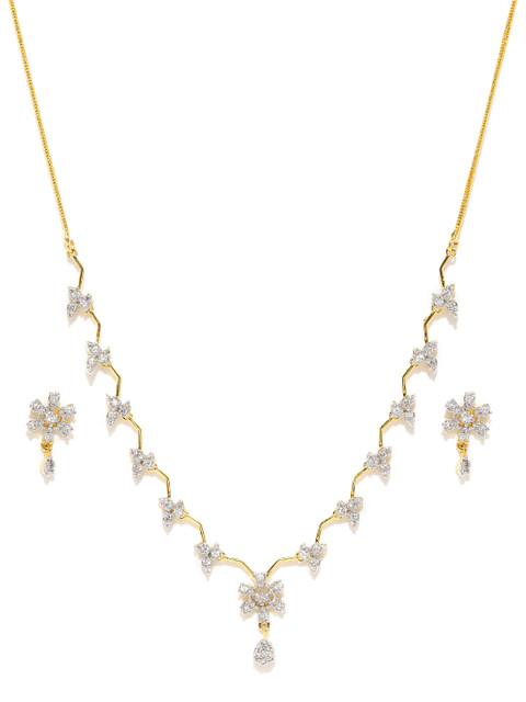 

Zaveri Pearls Gold-Toned CZ Stone Studded Jewellery Set