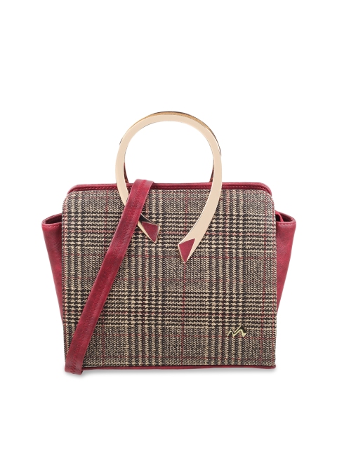 

Metro Maroon Geometric Textured Shopper Handheld Bag with Cut Work