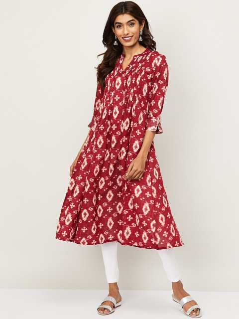 

Melange by Lifestyle Women Red & White Ethnic Motifs Printed Kurta