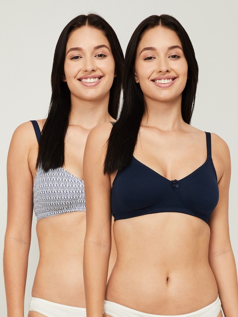 

Ginger by Lifestyle Pack of 2 Navy Blue & White Abstract Bra - Heavily Padded