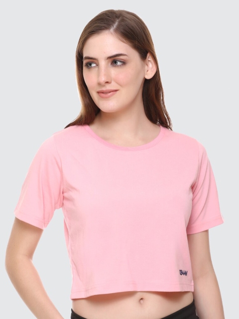 

Obaan Women Pink Round Neck Cotton Crop Top