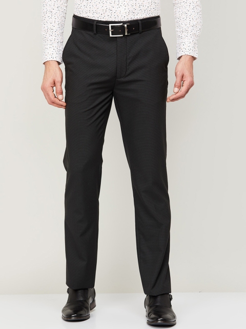 

CODE by Lifestyle Men Black Checked Formal Trousers