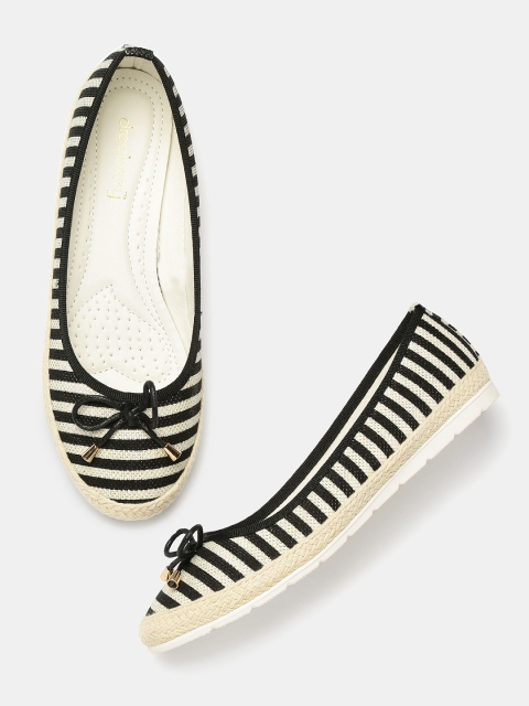 

DressBerry Women Black & Cream Striped Ballerinas