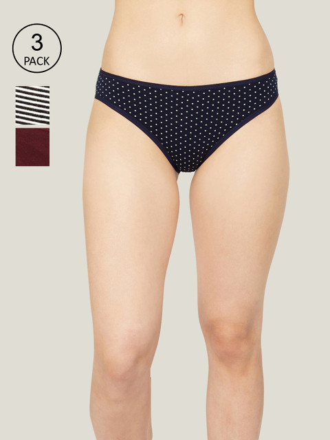 

Ginger by Lifestyle Women Pack of 3 Printed Low-Rise Cotton Hipster Briefs 1000010404983, Maroon