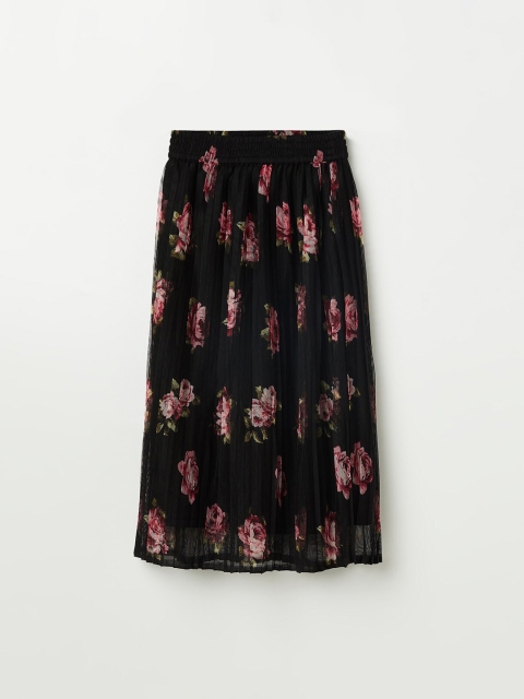 

Fame Forever by Lifestyle Girls Black & Pink Printed A-Line Knee Length Skirt