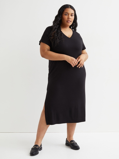 

H&M Women Black H&M+ V-Neck T-Shirt Dress
