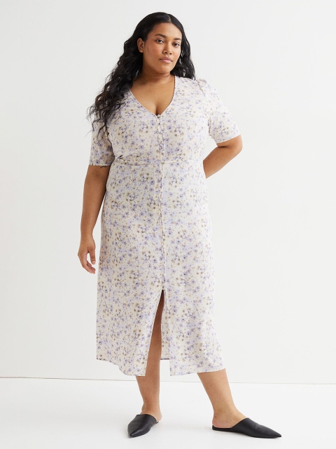 

H&M Multi-Coloured Plus Size Button-Front Dress