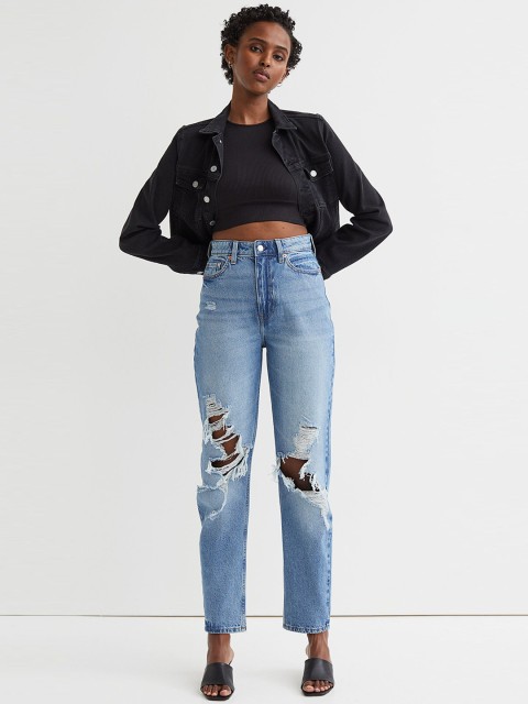 

H&M Mom Blue Loose Fit Ultra High Jeans