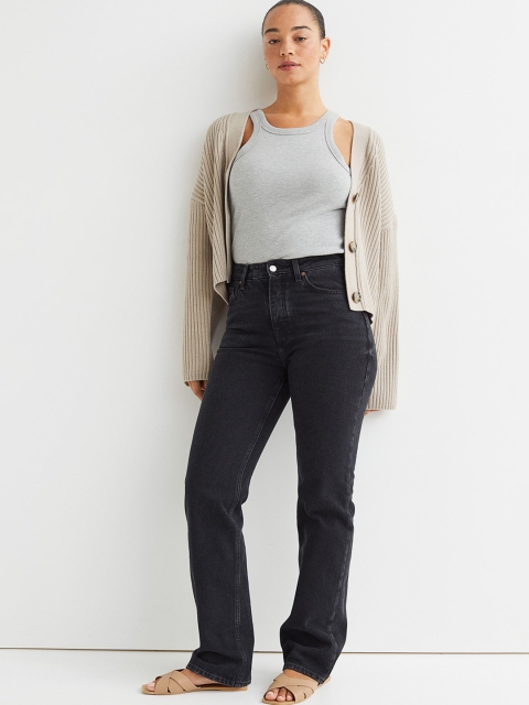 

H&M Women Black Straight High Jeans