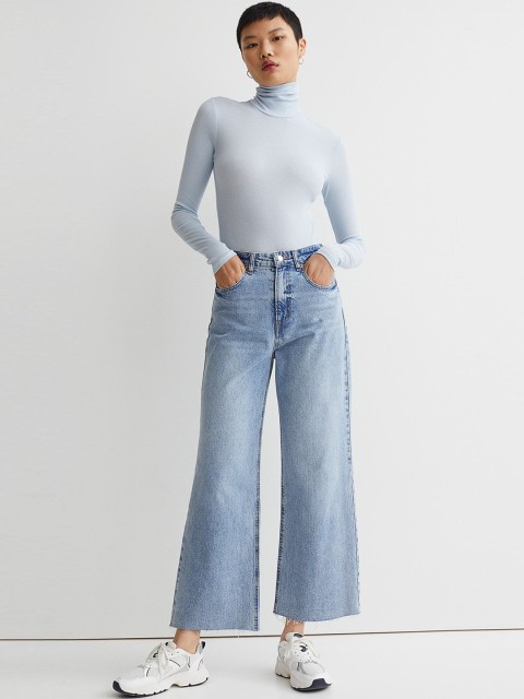 

H&M Women Blue Wide High Ankle Jeans