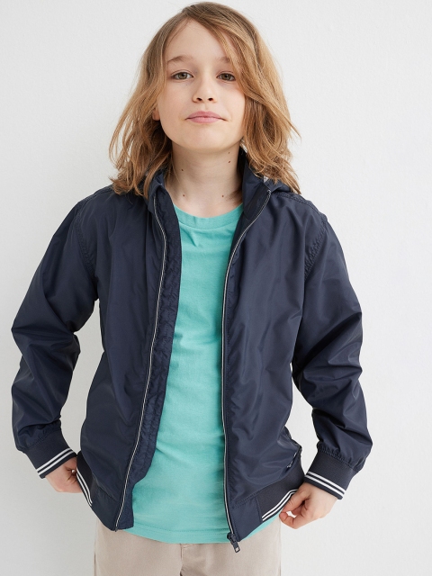 

H&M Boys Blue Hooded Jersey-Lined Jacket