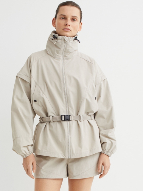 

H&M Women Beige Detachable Sleeve Windcheater Jacket