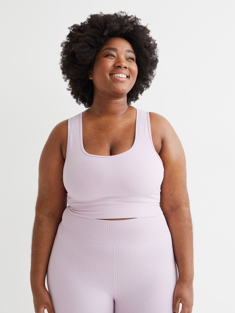 

H&M Women Lavender Solid Seamless Sports Bra