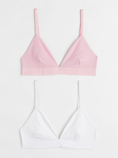 

H&M 2-Pack Ribbed Bra Tops - 1055453006, White