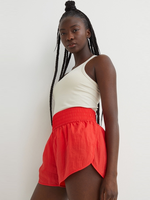 

H&M Women Red Nylon Water-Repellent Sports Shorts