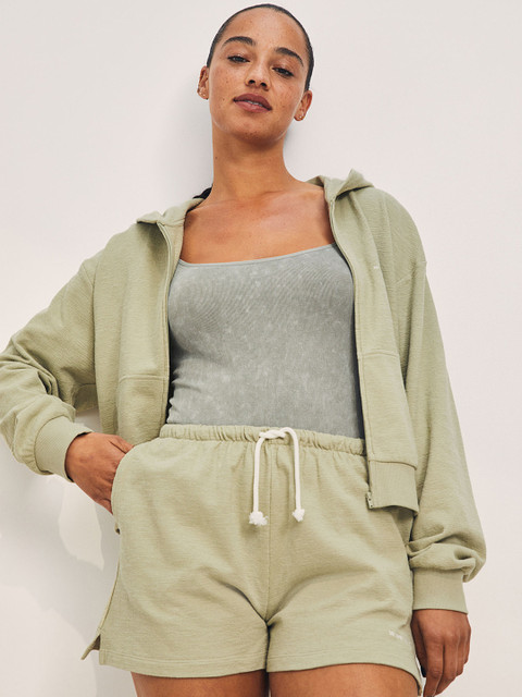 

H&M Women Olive Green Embroidery-Detail Jersey Shorts