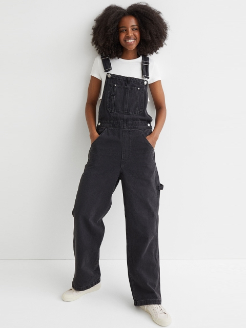 

H&M Women Black Denim Carpenter Dungarees