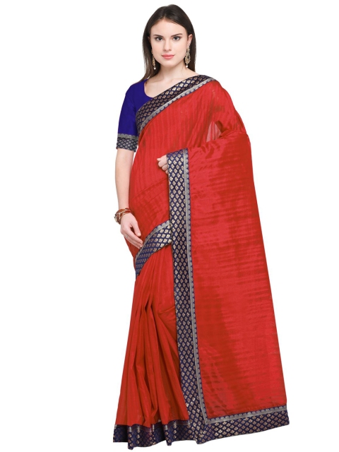 

KALINI Red & Navy Blue Art Silk Bhagalpuri Saree