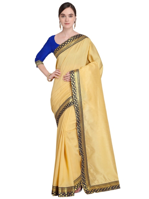 

KALINI Cream-Coloured & Gold-Toned Art Silk Bhagalpuri Saree