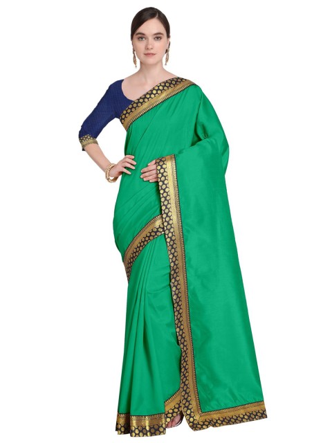 

KALINI Green & Gold-Toned Art Silk Bhagalpuri Saree