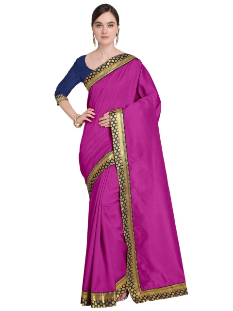 

KALINI Magenta & Gold-Toned Solid Bhagalpuri Silk Saree