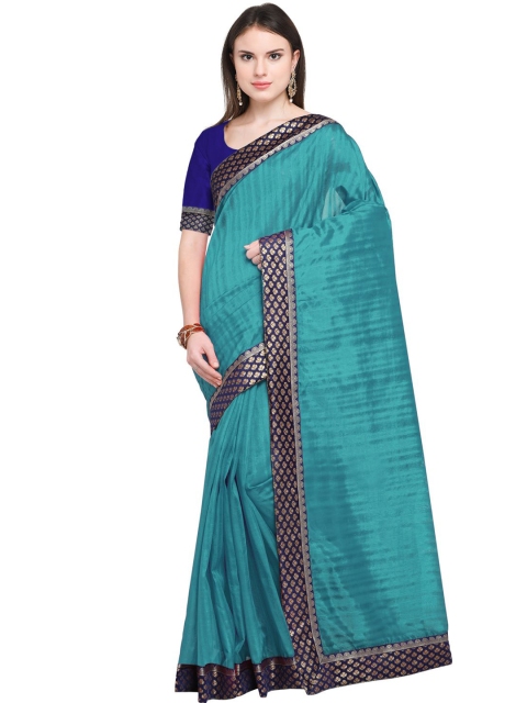 

KALINI Turquoise Blue & Navy Blue Solid Bhagalpuri Silk Saree