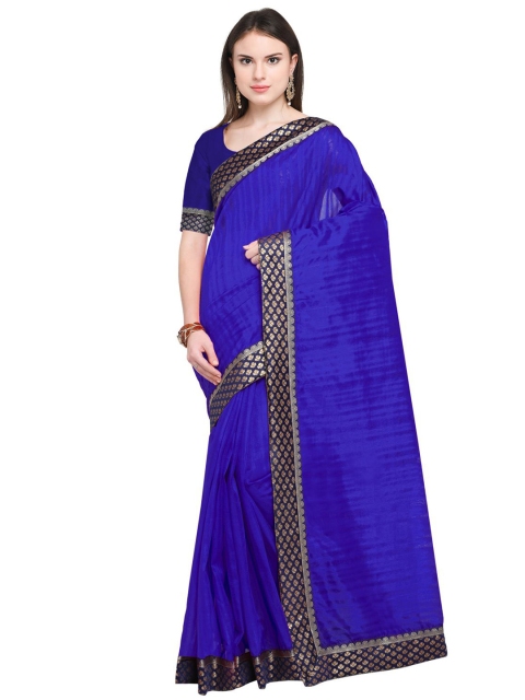 

KALINI Blue & Gold-Toned Art Silk Bhagalpuri Saree