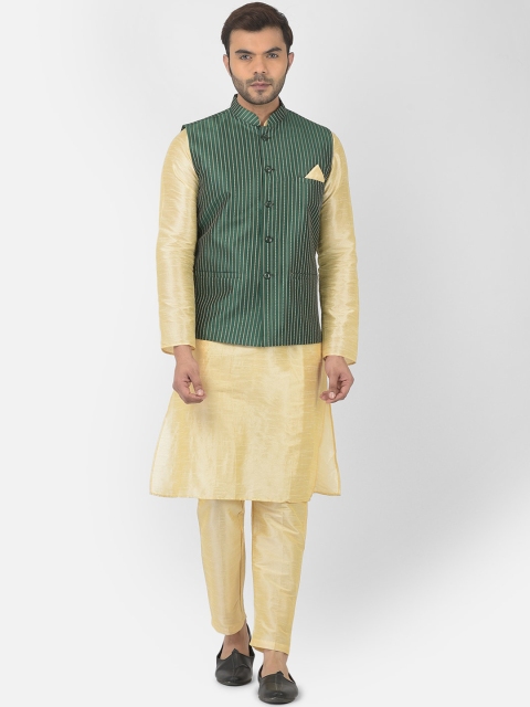 

DEYANN Men Green & Beige Kurta with Pyjama With Nehru Jacket