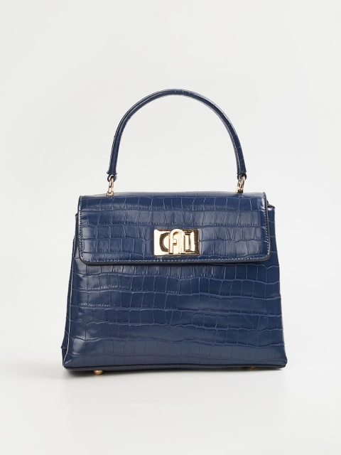 

CODE by Lifestyle Navy Blue Textured Structured Handheld Bag