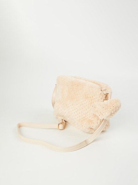 

Ginger by Lifestyle Beige Textured Swagger Sling Bag