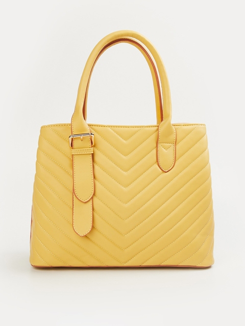 

Ginger by Lifestyle Yellow Structured Handheld Bag with Quilted