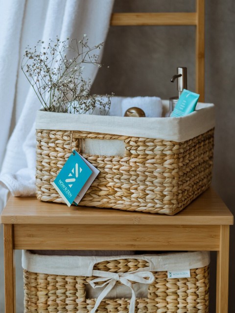 

NOW & ZEN Beige Woven Design Square Sea Grass Tote Basket