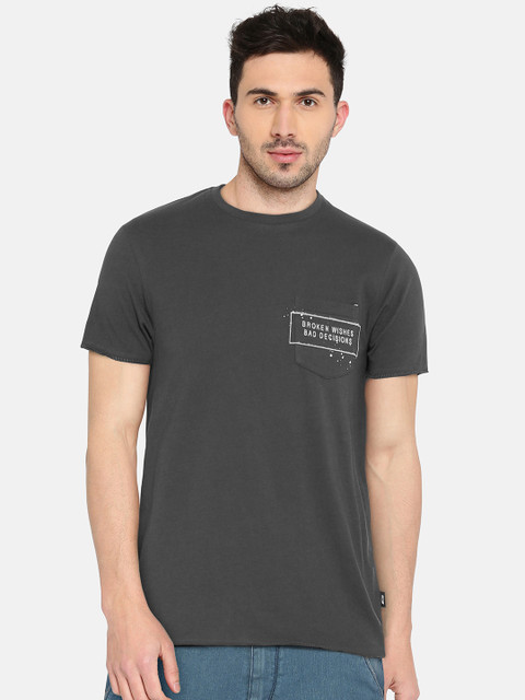 

Jack & Jones Men Charcoal Grey T-Shirt
