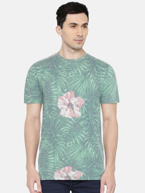

Jack & Jones Men Green Tropical Printed Round Neck T-shirt