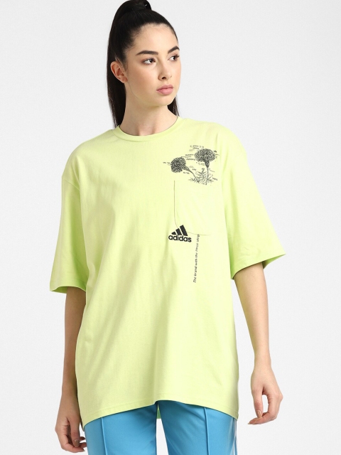 

ADIDAS Women Green Cotton T-shirt