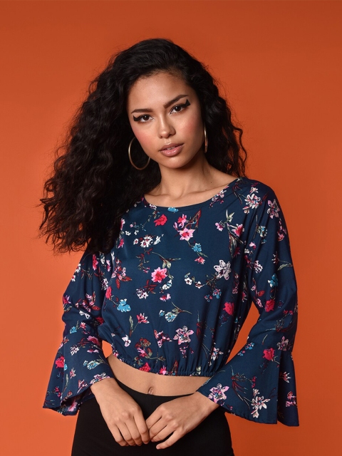 

CHIMPAAANZEE Navy Blue Floral Print Top