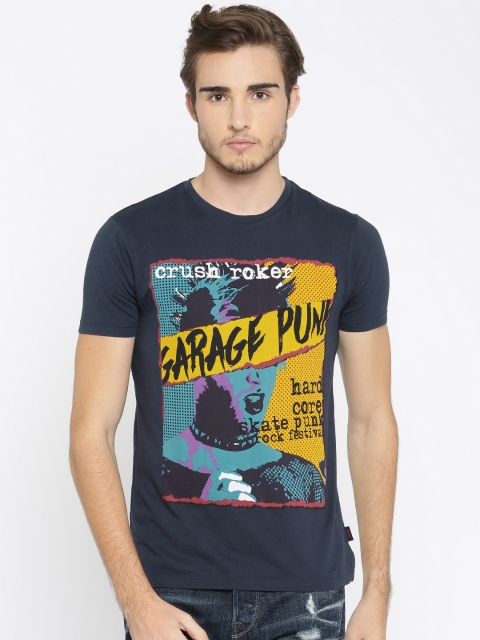 

Jack & Jones Men Navy Printed T-shirt, Navy blue