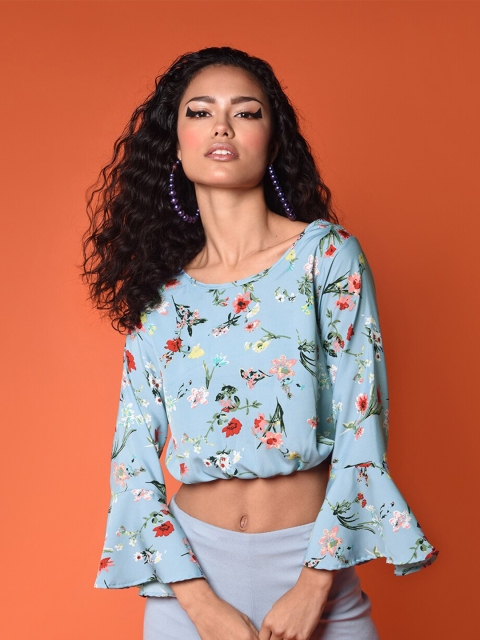 

CHIMPAAANZEE Blue Floral Print Crop Top