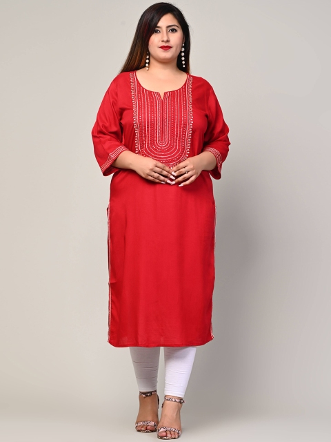 

Swasti Women Maroon Ethnic Motifs Embroidered Mirror Work Kurta