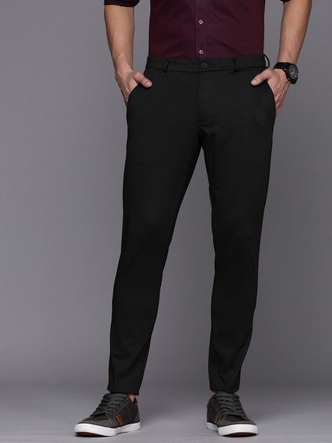 

Louis Philippe Ath Work Men Black Comfort Tapered Fit Low-Rise Trousers